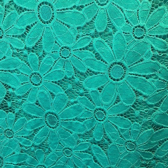 Turquoise Lace Cocktail Dress - Picture 4 of 10